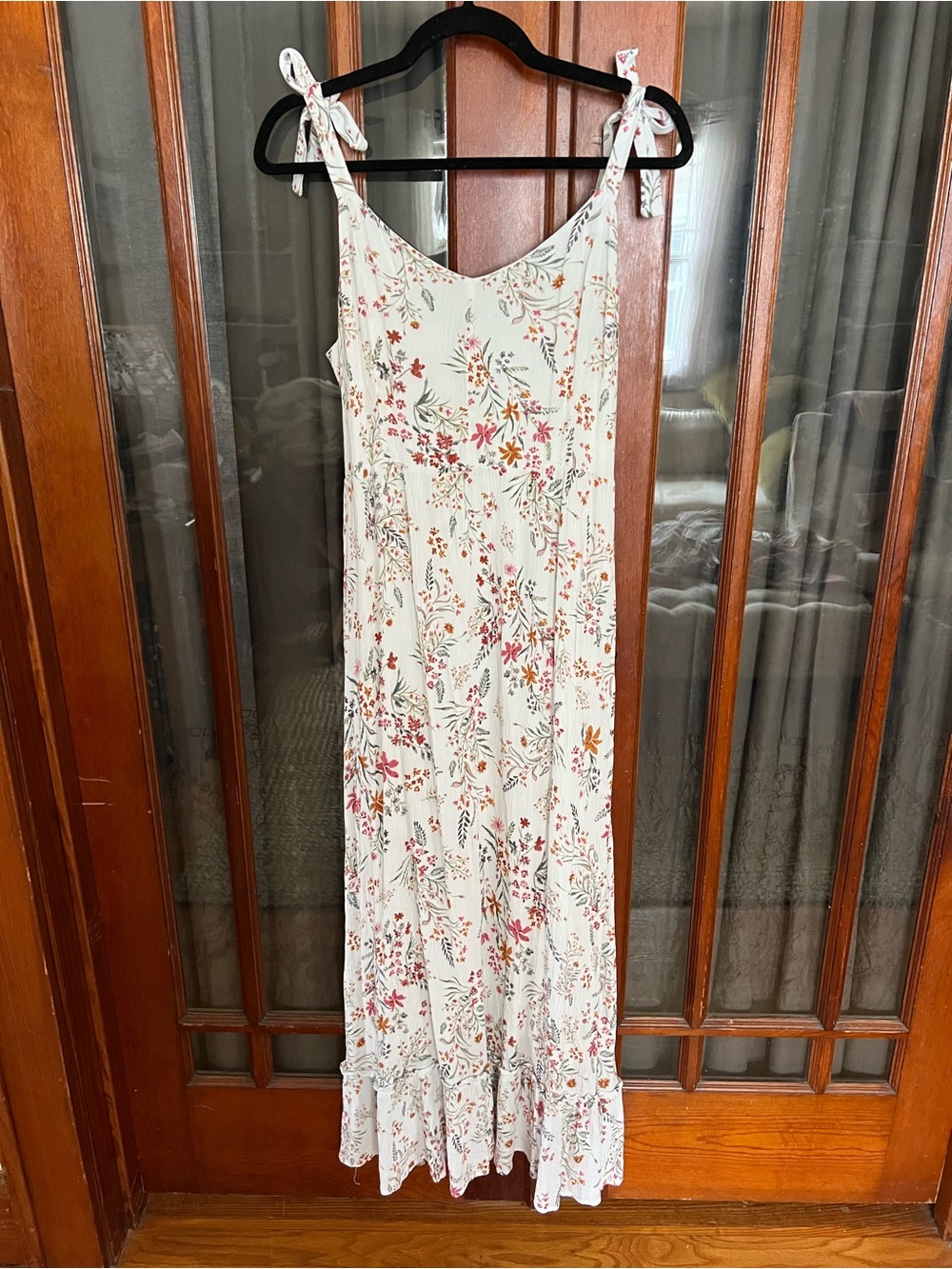 Rachel Zoe Cream Floral Tie-Shoulder Maxi Dress